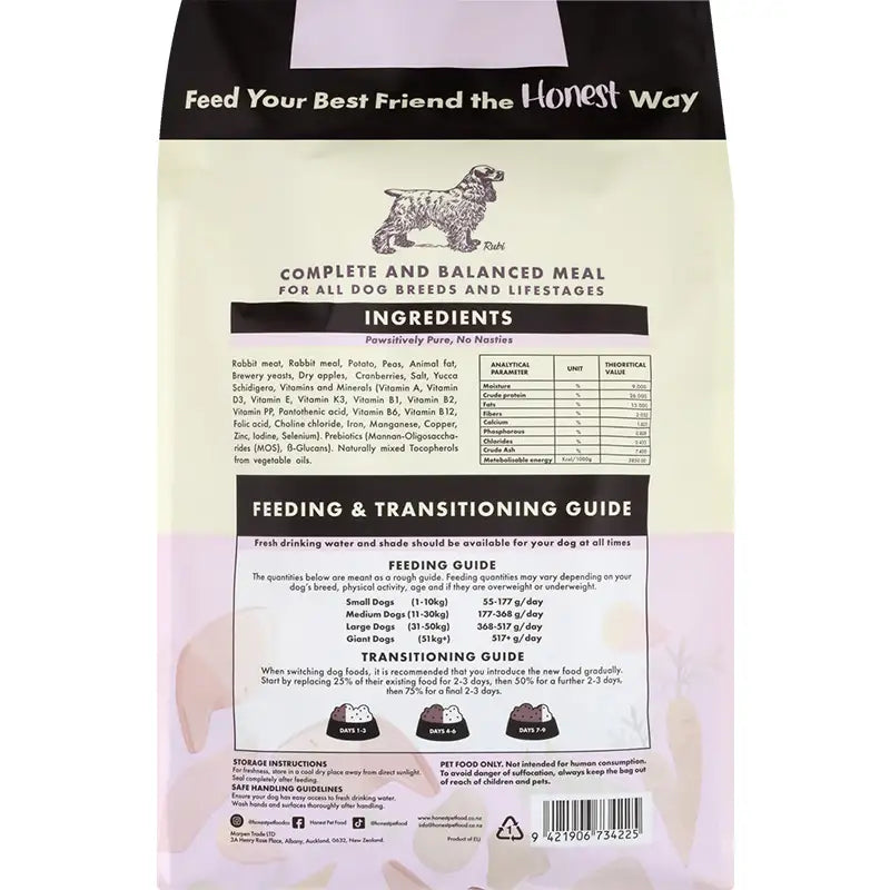 Honesty Rabbit Honest Rabbit & Superfoods | Grain-Free Dry Dog Food 3 KG – Honest Pet ...
